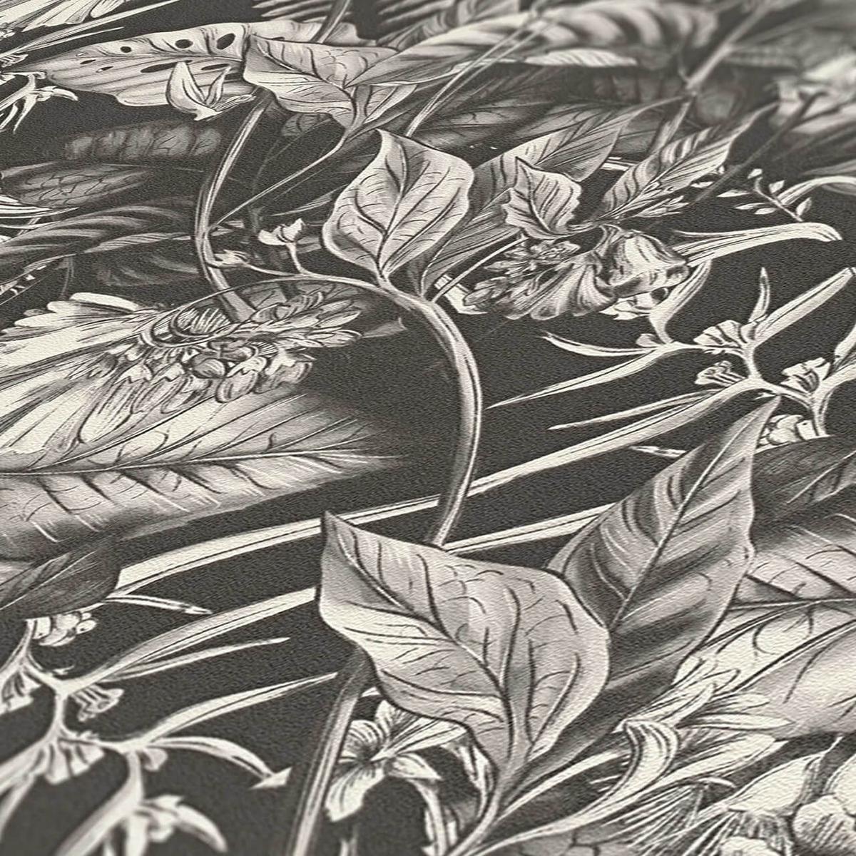 VLIESTAPETE Schwarz-Weiß 53/1005 cm - Schwarz, Textil (53/1cm) - KUNSTLOFT