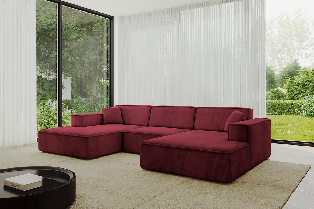 WOHNLANDSCHAFT IREA-U1-v4 - 301x165x77 cm Bordeauxrot - Bordeaux, Holzwerkstoff/Textil (301/77/165cm) - ALTDECOR