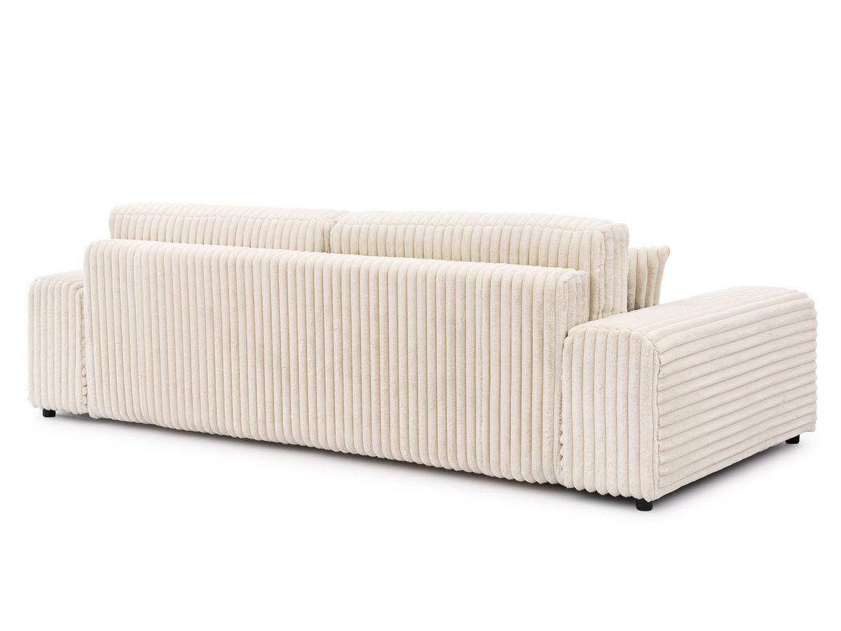 BIGSOFA Mollis Hellbeige Plüschcord mit Schlaffunktion - Beige/Schwarz, Holz/Kunststoff (260/77/124cm) - S-Style Möbel