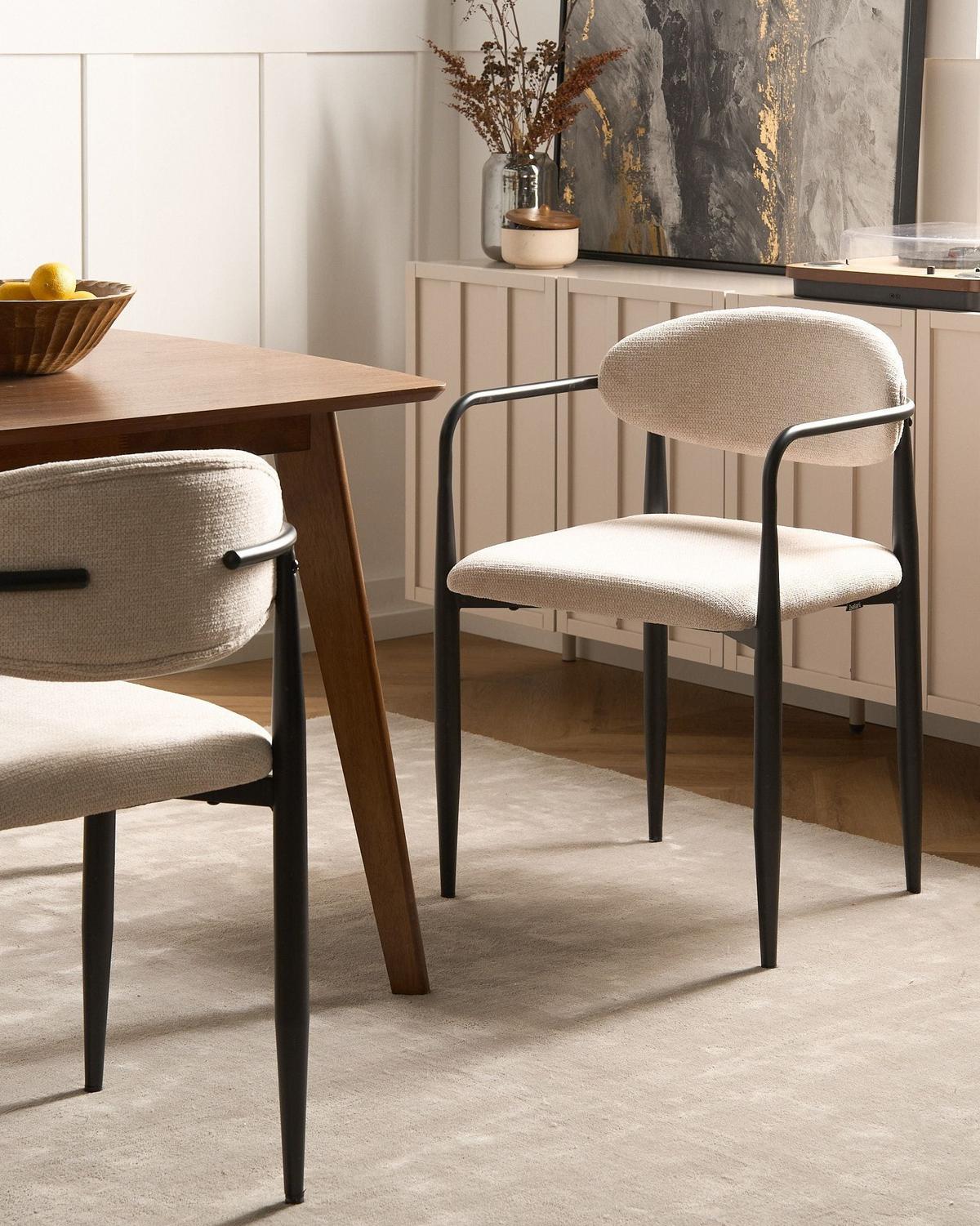 ESSZIMMERSTUHL 2er-Set Stoff Hellbeige Tanevik - Beige, Textil (54/73/51cm) - Beliani