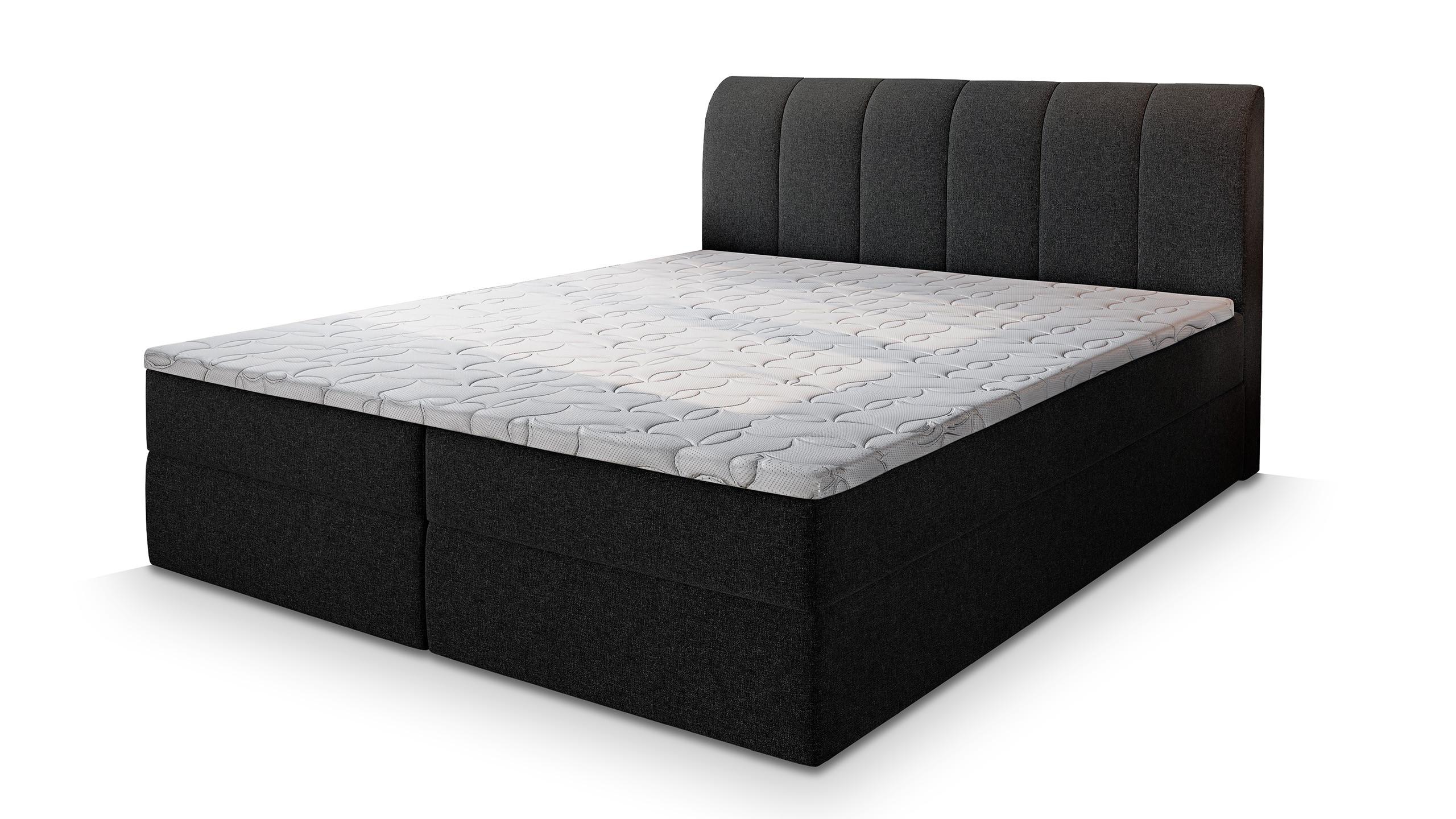 BOXBETT CEVANO 180x200 cm mit Matratze und Topper - Schwarz - Schwarz, Holz (180/200cm) - MASSENO