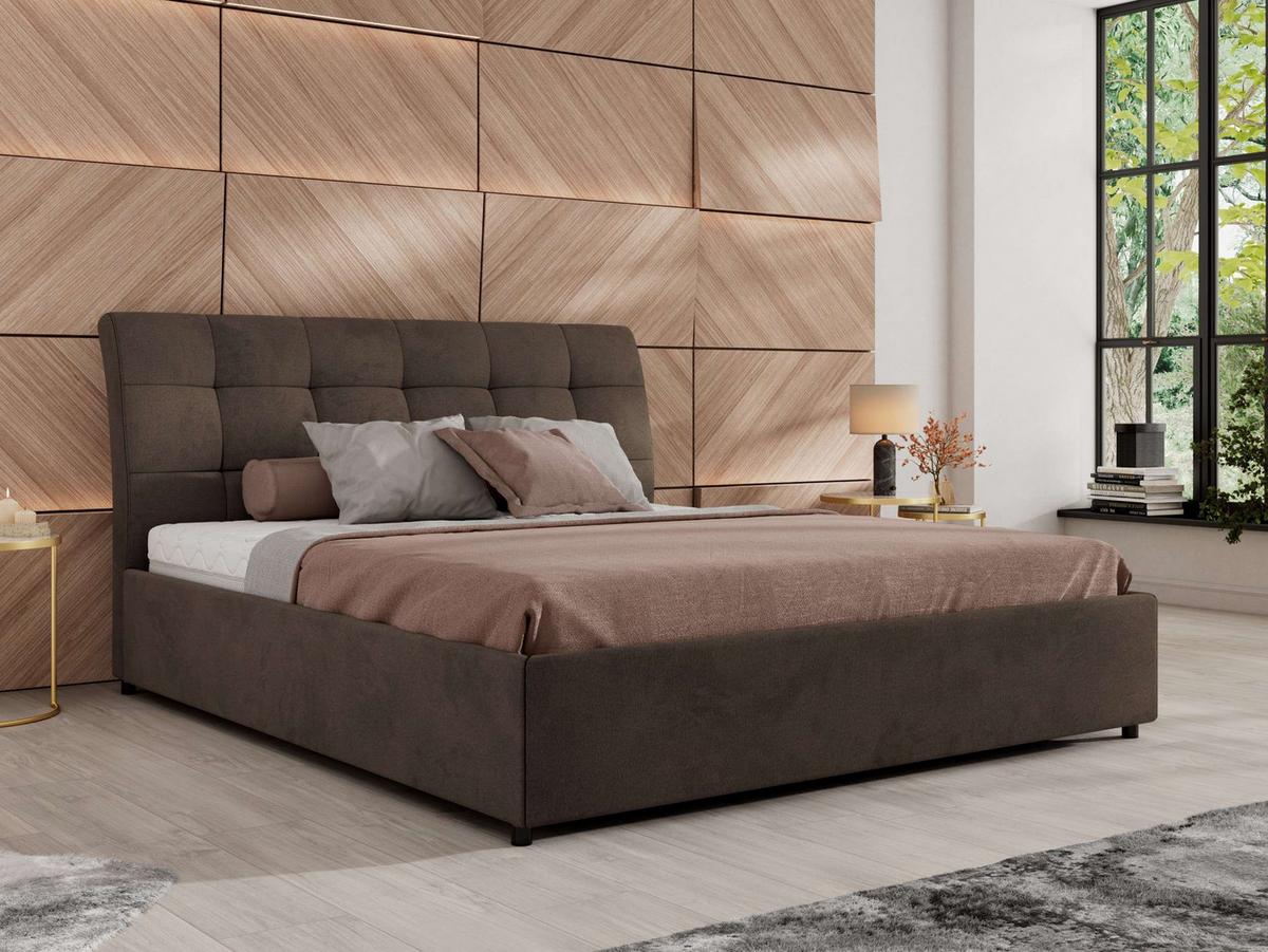 POLSTERBETT GALA CLASSIC 160/200 - Braun Velvet - Multipocket-Matratze - Braun, Textil (160/200cm) - MKS