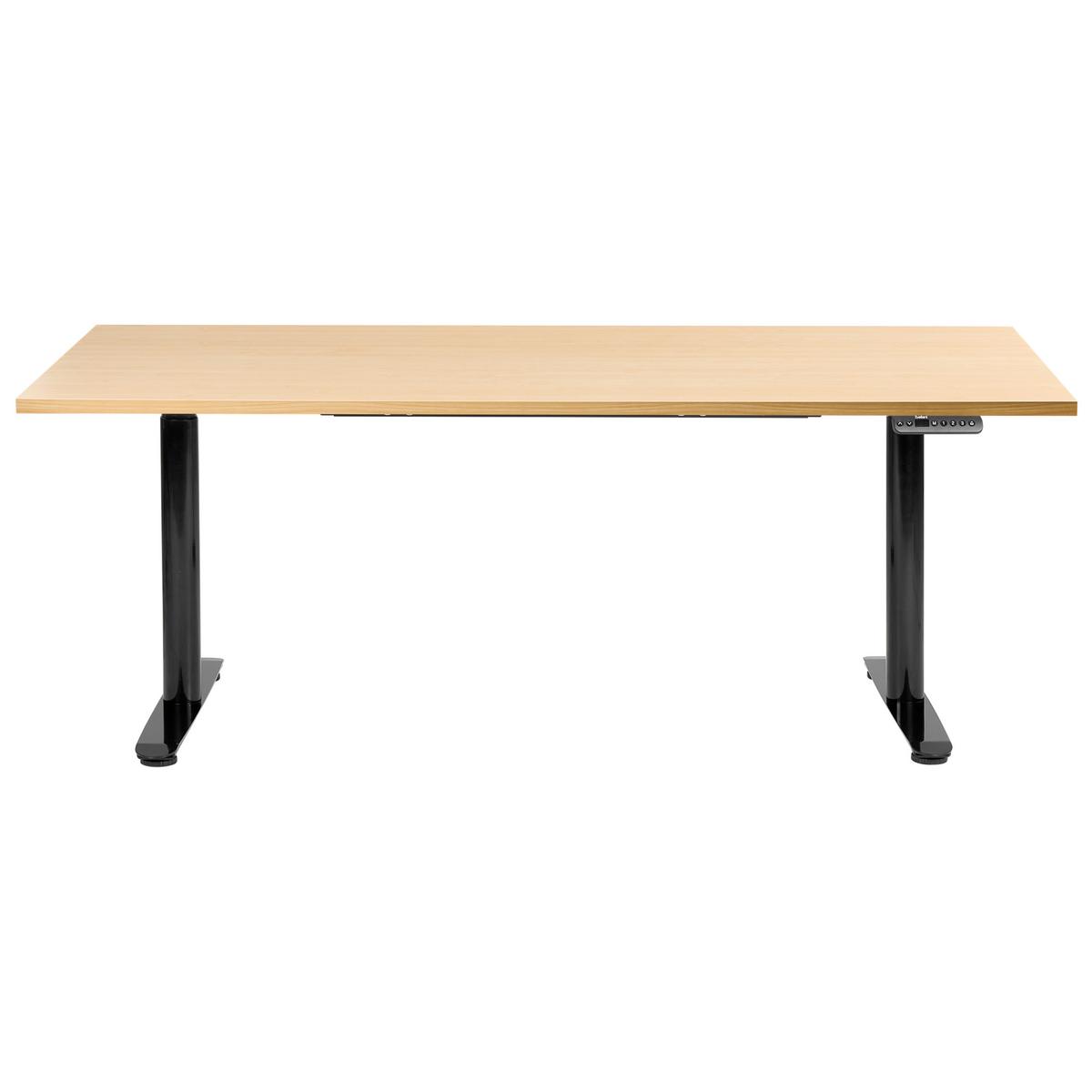 SCHREIBTISCH elektrisch höhenverstellbar 180/72 cm Schwarz/Hellbraun Destinas - Hellbraun/Schwarz, Holzwerkstoff/Metall (72/180/67cm) - Beliani