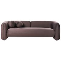 3-SITZER-SOFA Samtstoff Dunkelbraun Leiren - Dunkelbraun, Textil (224/68/87cm) - Beliani