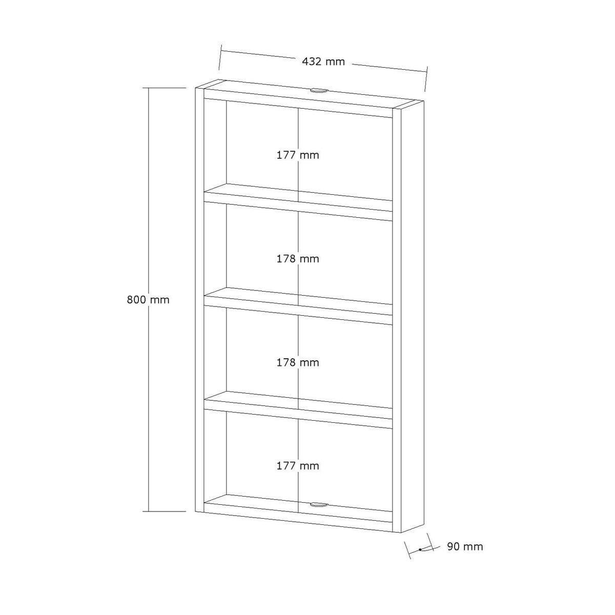 WANDREGAL mit 4 Ablagen - lya 43,2/9/80 cm - Naturfarben, Holzwerkstoff (9/80/14cm) - Calicosy