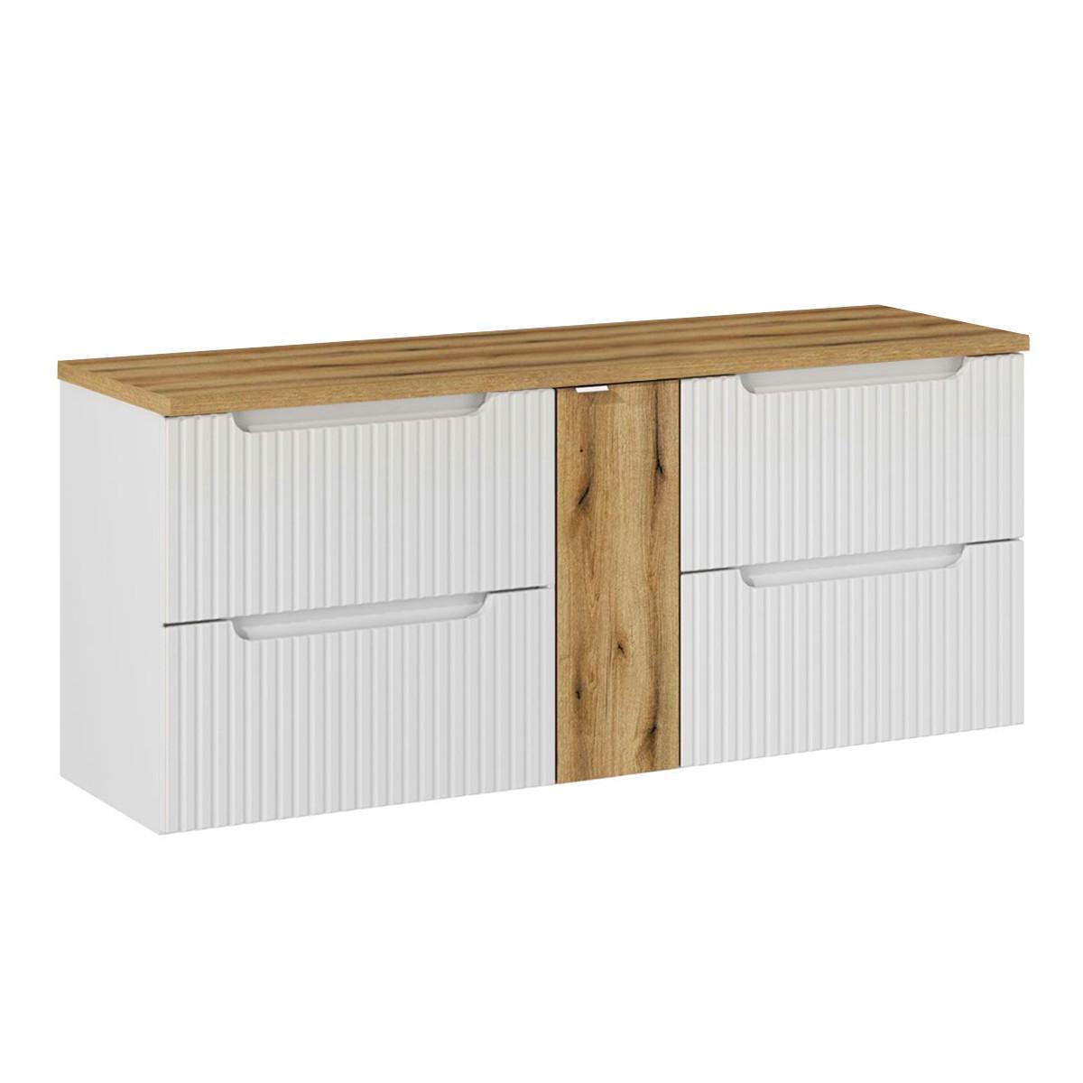 WASCHTISCHUNTERSCHRANK 140.4cm Riva Weiß und Holz - Weiß, Holzwerkstoff (140.4/59/40cm) - Petits-meubles