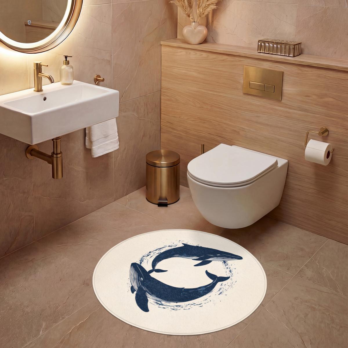 WC-VORLEGER Wale - Spritzer - Kreis - Dunkelblau Toilettenteppich 70x70 cm - Dunkelblau, Textil (70/1cm) - OnlyWow