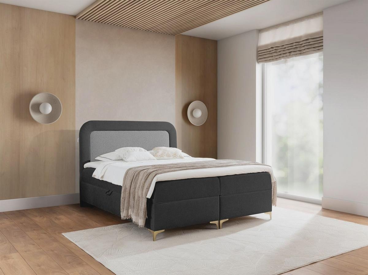 BOXBETT Willow - Anthrazit, Holzwerkstoff/Textil (160/200cm) - Fun Möbel