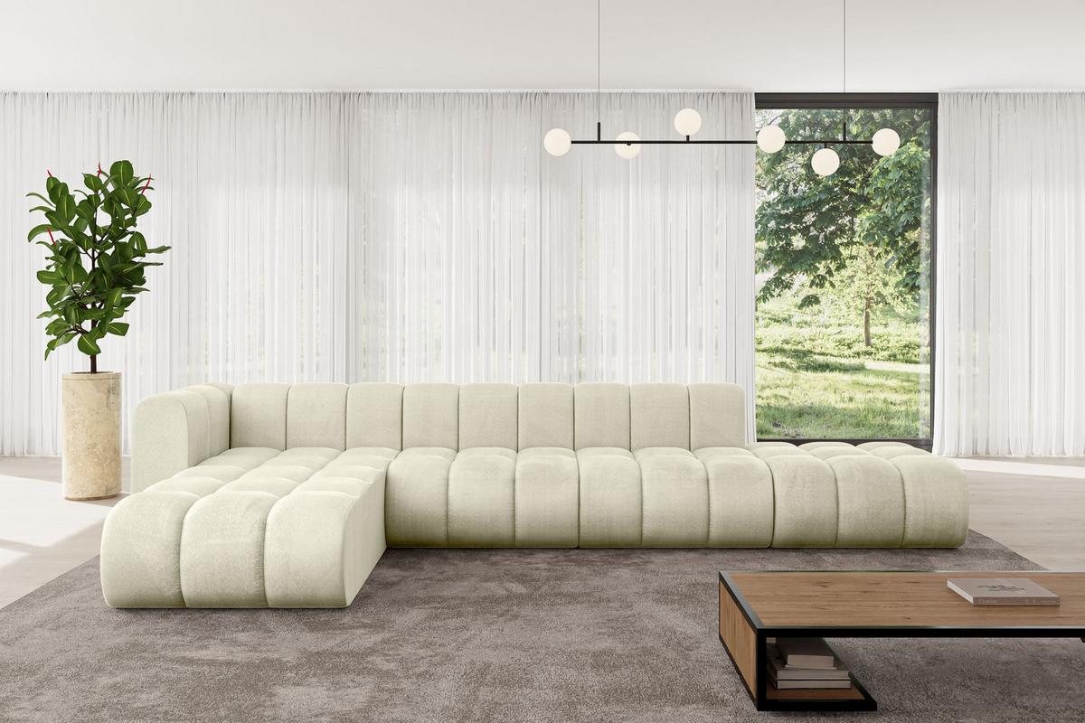 ECKSOFA modulares Sofa Zuvon-L2 - 387x177x70 cm Beige - Beige, Holzwerkstoff/Textil (387/177cm) - ALTDECOR