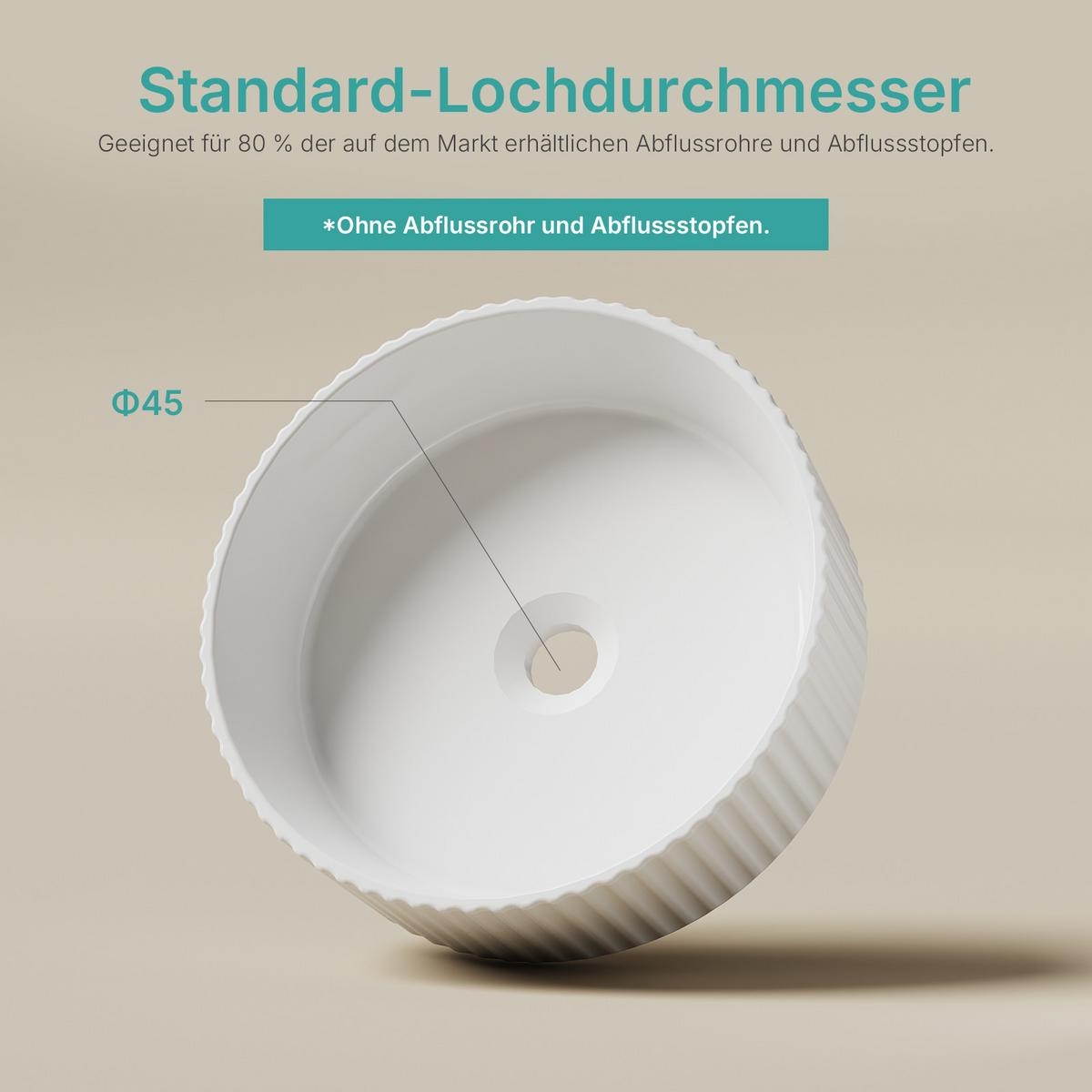 WASCHBECKEN Keramik mit vertikalen Rillen Weiß Ø36 / 11,5 cm - Weiß, Keramik (36/11.5/36cm) - EMKE