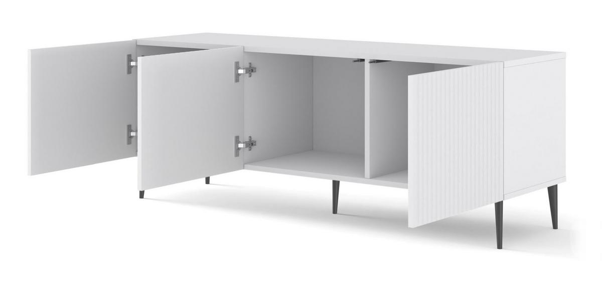 TV LOWBOARD Weiß, Weiß, Schwarz 150/56/42 - Schwarz/Weiß, Holzwerkstoff (150/56/42cm) - RAUMHIRSCH FURNITURE