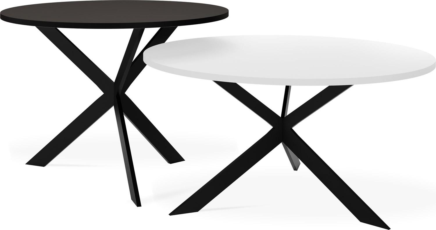 COUCHTISCH-SET Lev 2er-Set rund, Weiß - Schwarz 75/36, 58/42 - Multicolor/Schwarz, Holzwerkstoff/Metall (75/75/42cm) - WFL GROUP