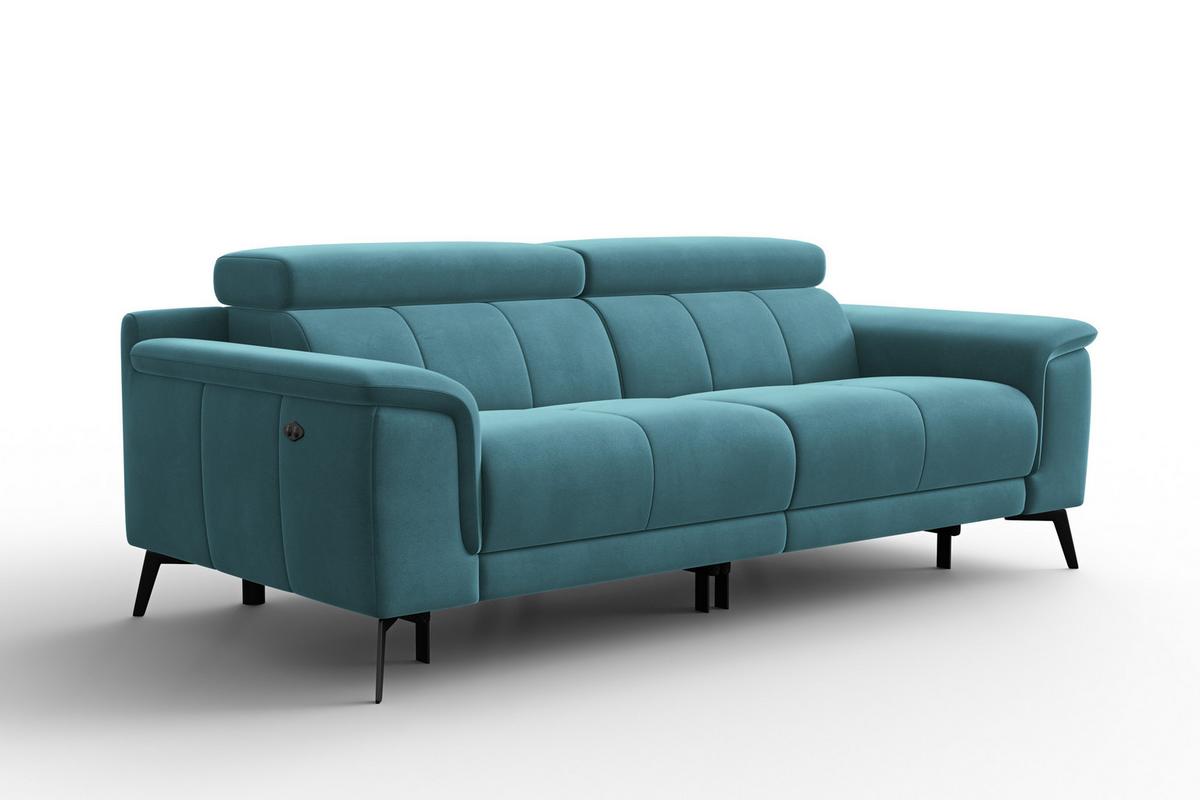 SOFA RELAX FIERO 3-Sitzer, Minter Veloursstoff - Schwarz/Mintgrün, Holz/Textil (212/82/103cm) - Courtois Laville