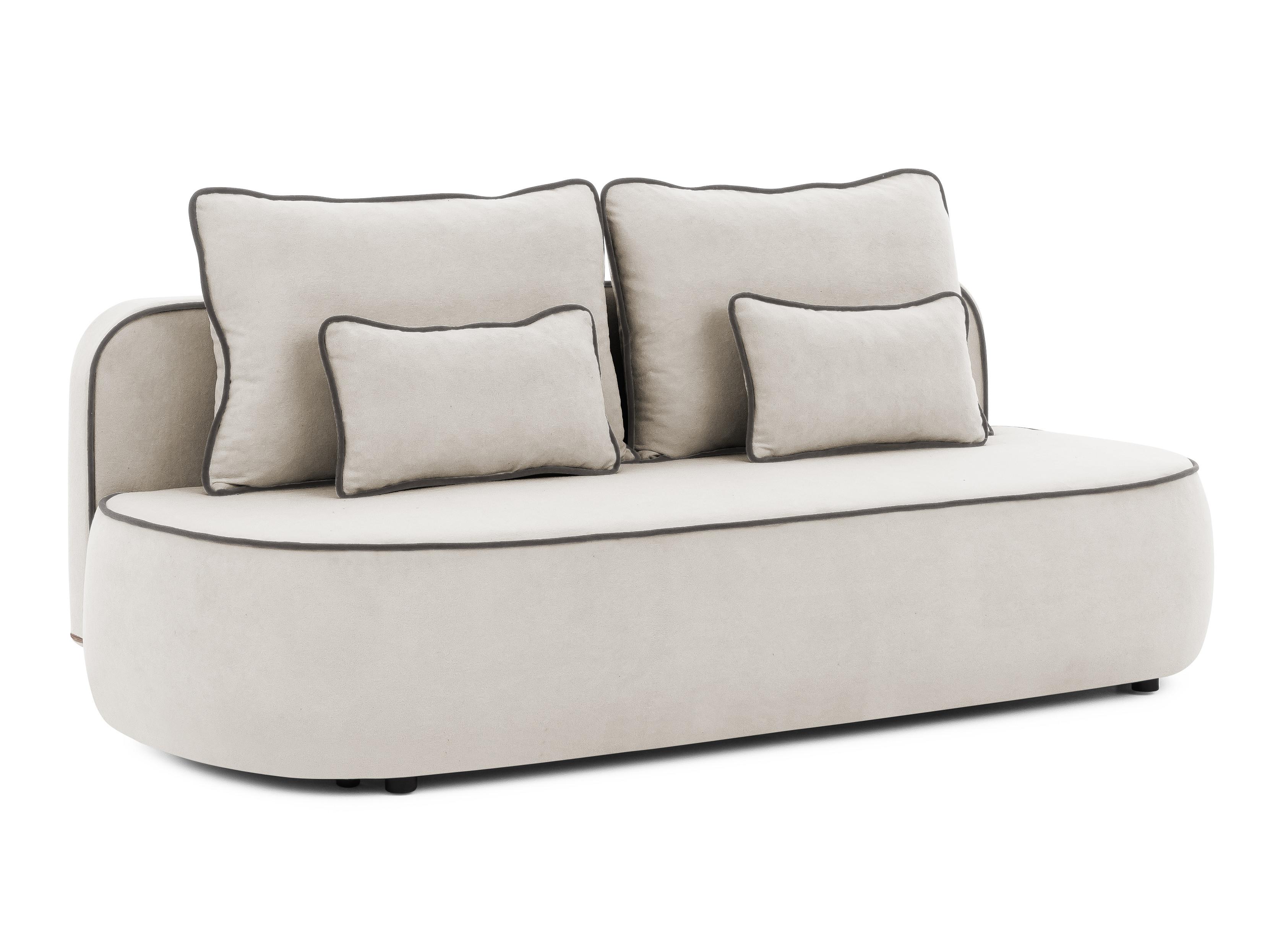 KINDERSOFA Vero im modernen und abgerundeten Design mit Schlaffunktion und Bettkasten aus Helllgrau Plüschstoff mit graphiter Paspel - Hellgrau/Schwarz, Holz/Kunststoff (210/90/98cm) - S-Style Möbel