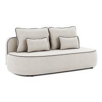 KINDERSOFA Vero im modernen und abgerundeten Design mit Schlaffunktion und Bettkasten aus Helllgrau Plüschstoff mit graphiter Paspel - Hellgrau/Schwarz, Holz/Kunststoff (210/90/98cm) - S-Style Möbel