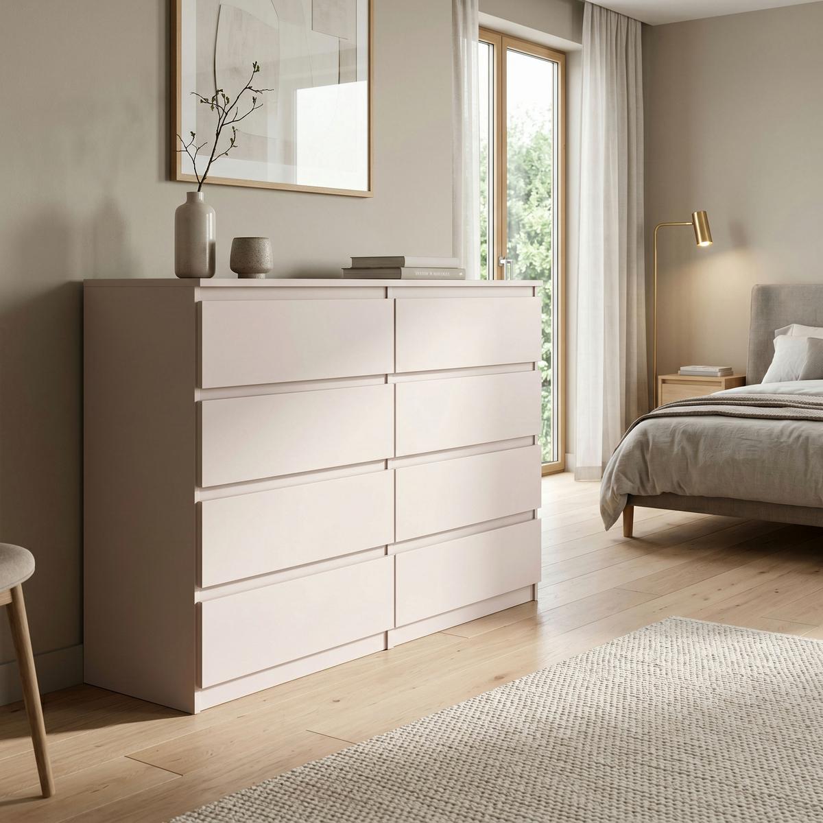 KOMMODE NUDO 138,5/101,5/39cm mit 8 Schubladen Türen Kaschmir - Kaschmir, Holzwerkstoff (138.5/101.5/39cm) - MASSENO