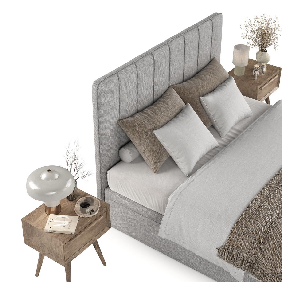 POLSTERBETT Vienna mit Stauraum 160/200 cm Grau im Megan Stoff - Schwarz/Grau, Holz/Holzwerkstoff (160/200cm) - AltaBeds