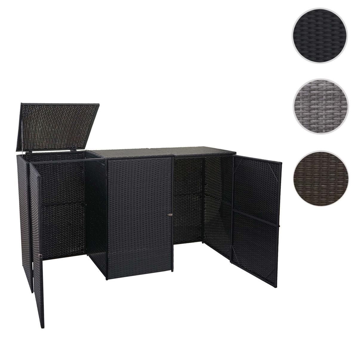 3ER-MÜLLTONNENVERKLEIDUNG Schwarz - Schwarz, Kunststoff (195/110/66cm) - MCW
