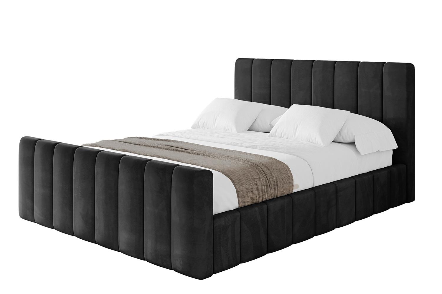 POLSTERBETT mit Bettkasten, Fußteil und Lattenrost, Boxbett ohne Matratze - FINO-Z 180x200 Schwarz - Schwarz, Holzwerkstoff/Textil (180/200cm) - ALTDECOR