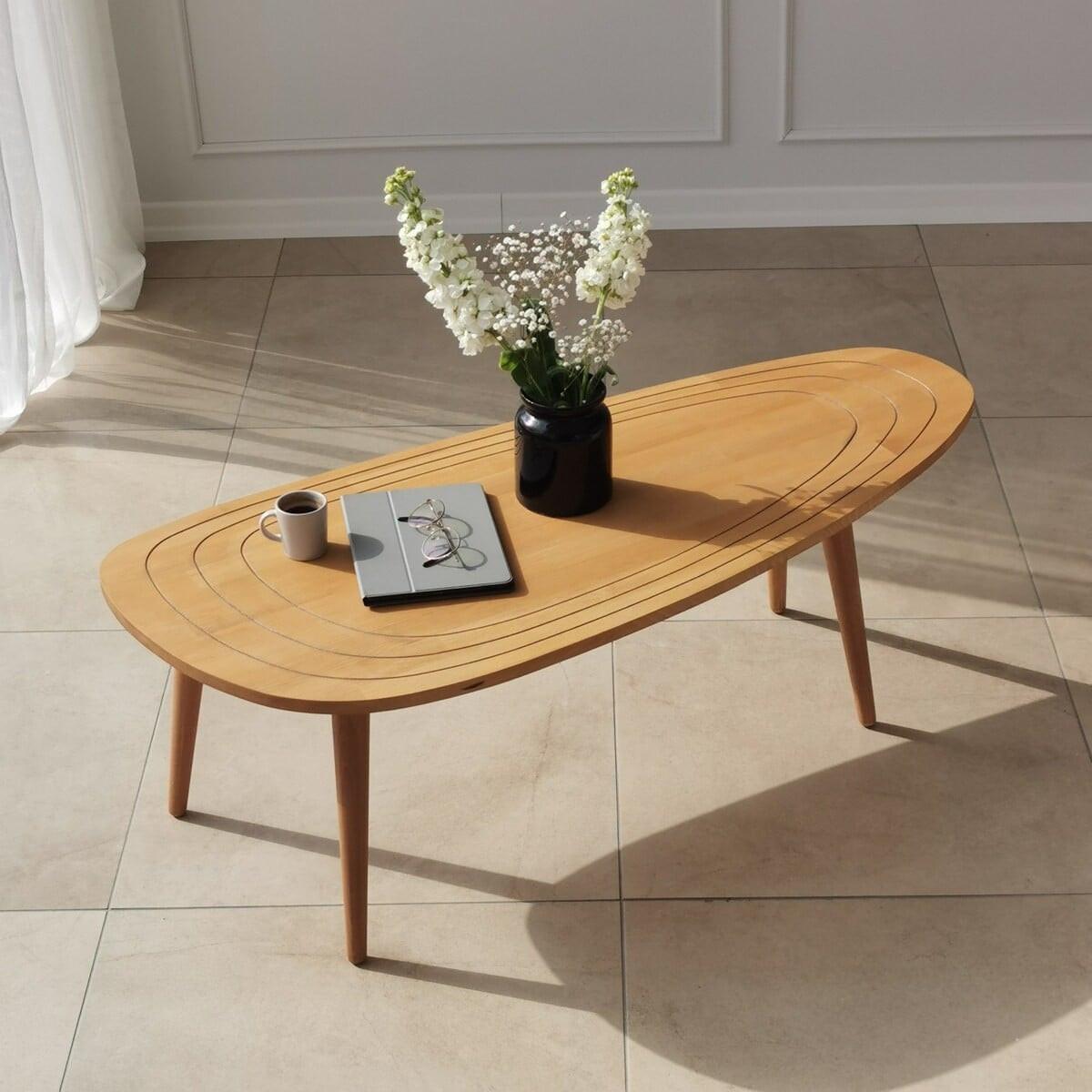 COUCHTISCH mit abgerundeten Kanten 115/50/38 cm - Eschefarben, Holzwerkstoff (136/50/38cm) - Calicosy