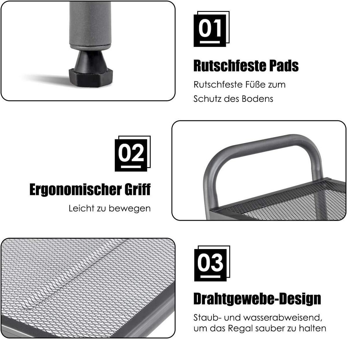 KÜCHENREGAL Mikrowellenregal Grau - Grau, Metall (59/136/34cm) - COSTWAY
