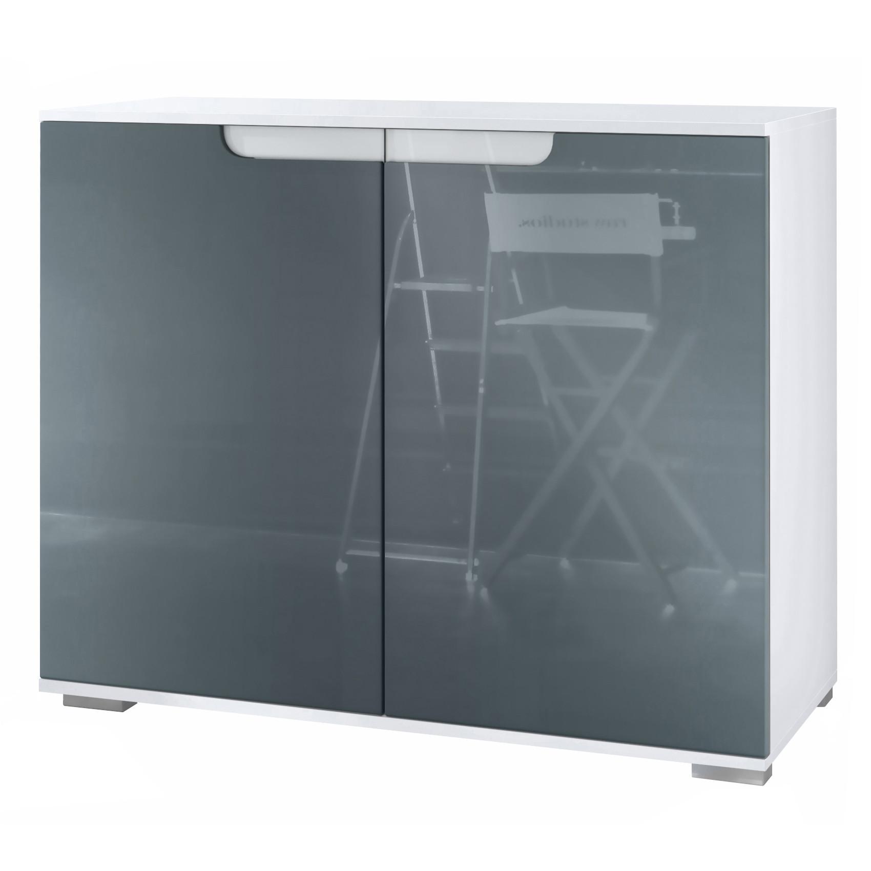 KOMMODE Sylt Grau Hochglanz - Grau, Holzwerkstoff (92.5/75.5/35cm) - Vladon
