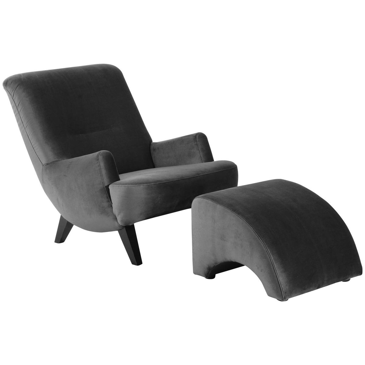 POLSTERHOCKER Kajsa Samtvelours anthrazit - Anthrazit, Kunststoff (52/37/54cm) - 58aufmkessel