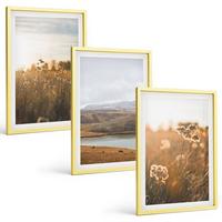BILDER SET 3er Set - 40x60 cm Goldrahmen - Landschaften Wiesen Berge See - Goldfarben, Kunststoff (40/60cm) - TULUP