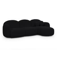 ECKSOFA Nuvola mit abgerundetem Design Schwarz Bouclé-Stoff - Ottomane Rechts - Schwarz, Holz/Kunststoff (268/146cm) - S-Style Möbel