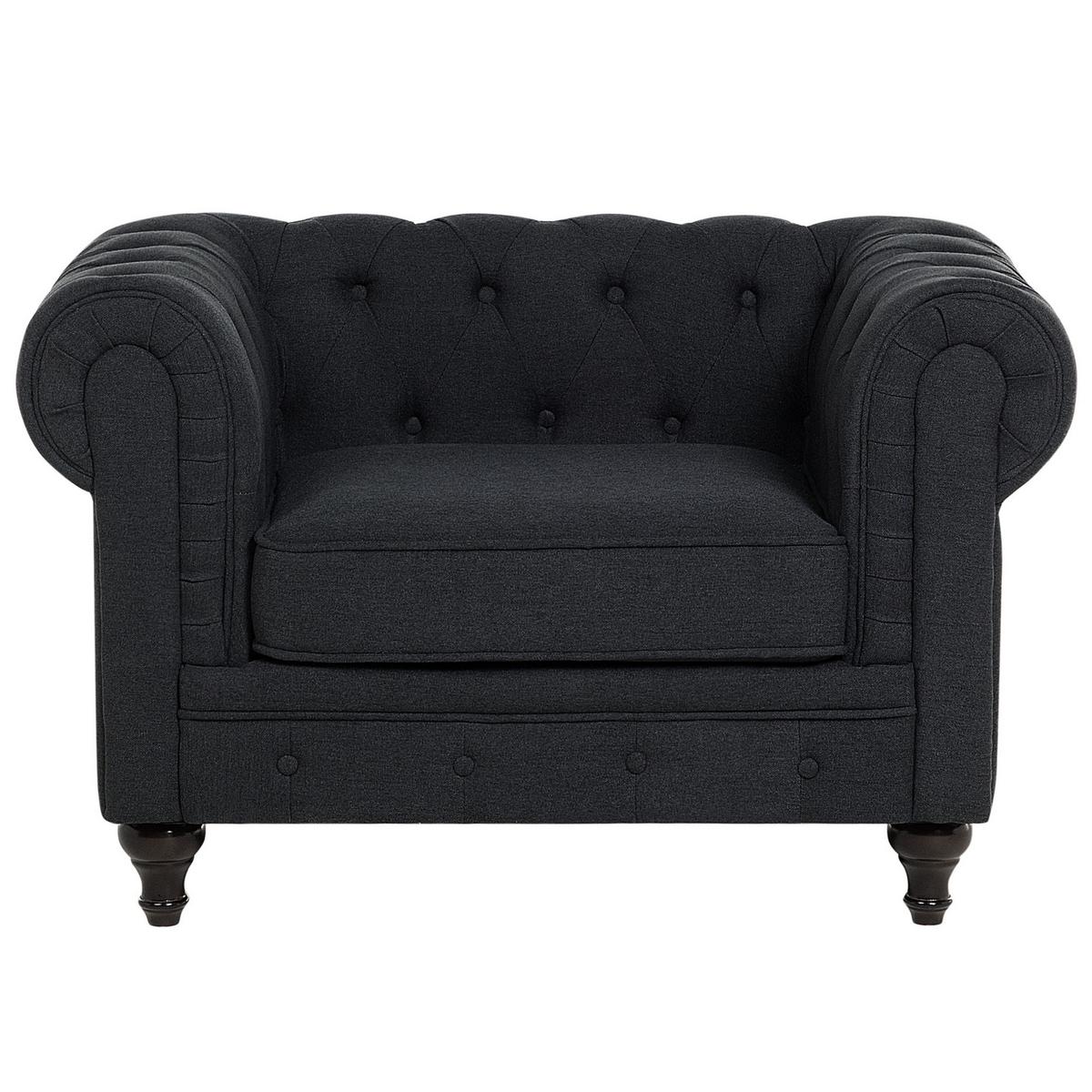 SESSEL Polsterbezug graphitgrau Chesterfield - Graphitfarben, Textil (110/70/75cm) - Beliani