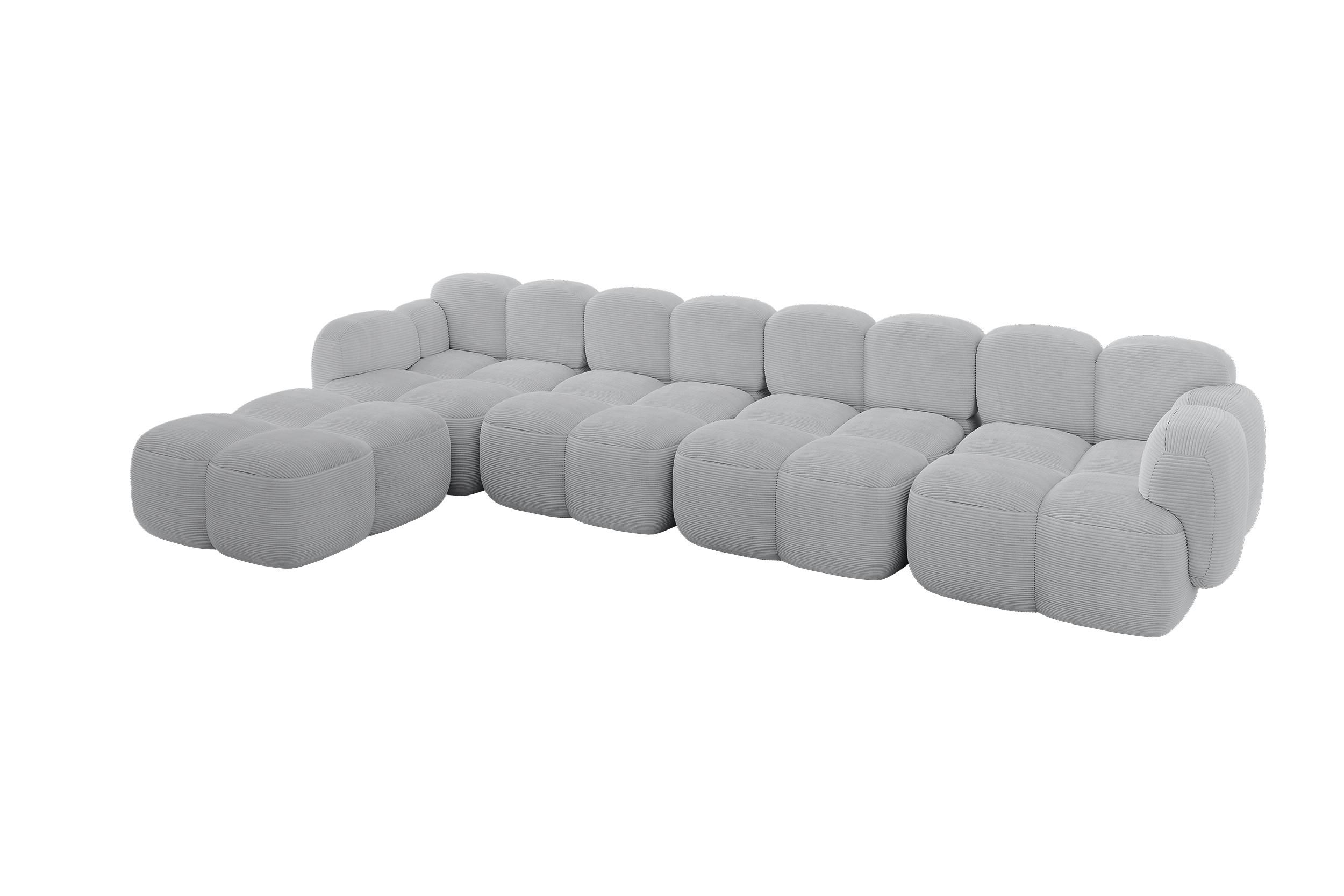 ECKSOFA modulares Sofa Links Miko-L3 390x205x75 Grau Cord - Anthrazit/Schwarz, Holzwerkstoff/Kunststoff (390/205cm) - ALTDECOR