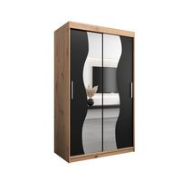 SCHWEBETÜRENSCHRANK 200/120/62 2-türig - Silberfarben/Schwarz, Holz/Kunststoff (120/200/62cm) - MÖBEL KRYSPOL