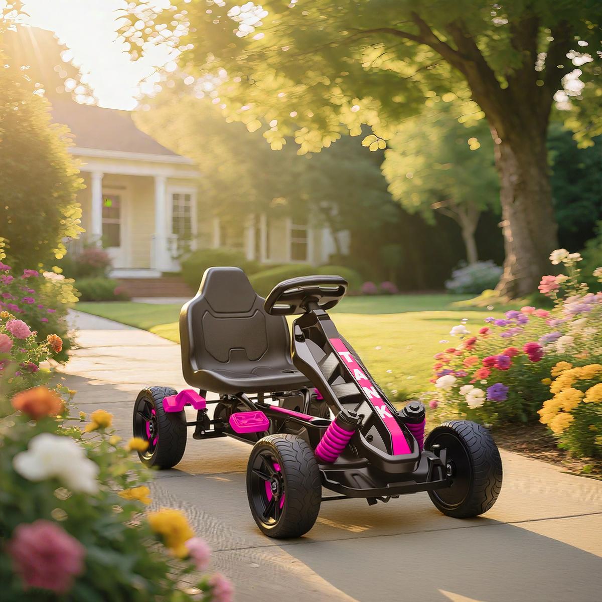 KINDER-GOKART Kunststoff Metall Rosa - Rosa, Kunststoff (100/59/60.5cm) - AIYAPLAY