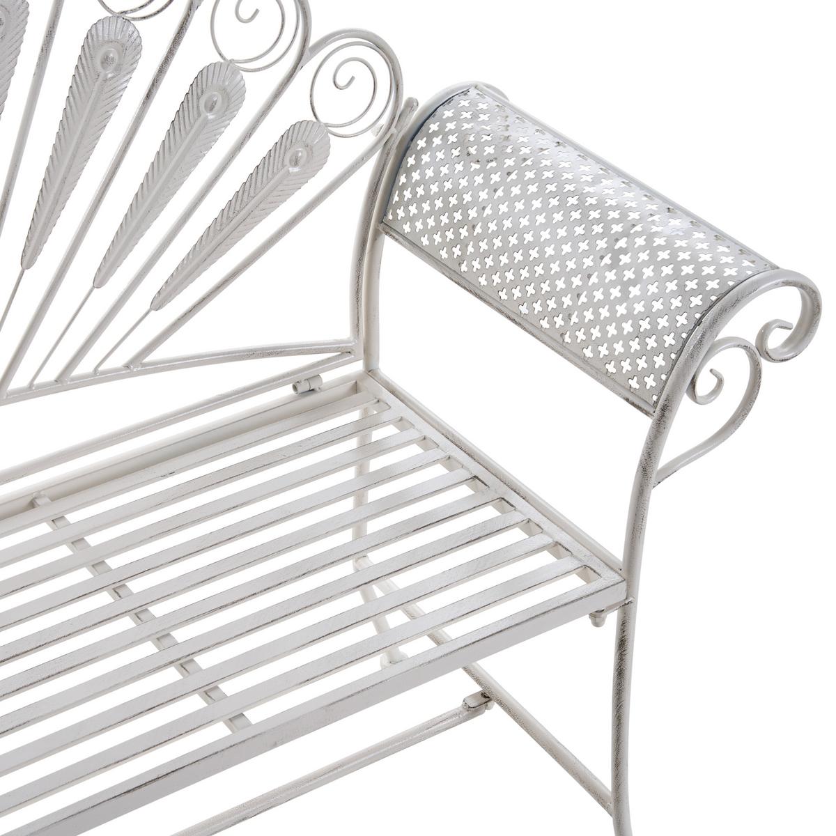 GARTENBANK 146 cm Metall Cremeweiß Pavia - Creme/Weiß, Metall (146/107/50cm) - Beliani