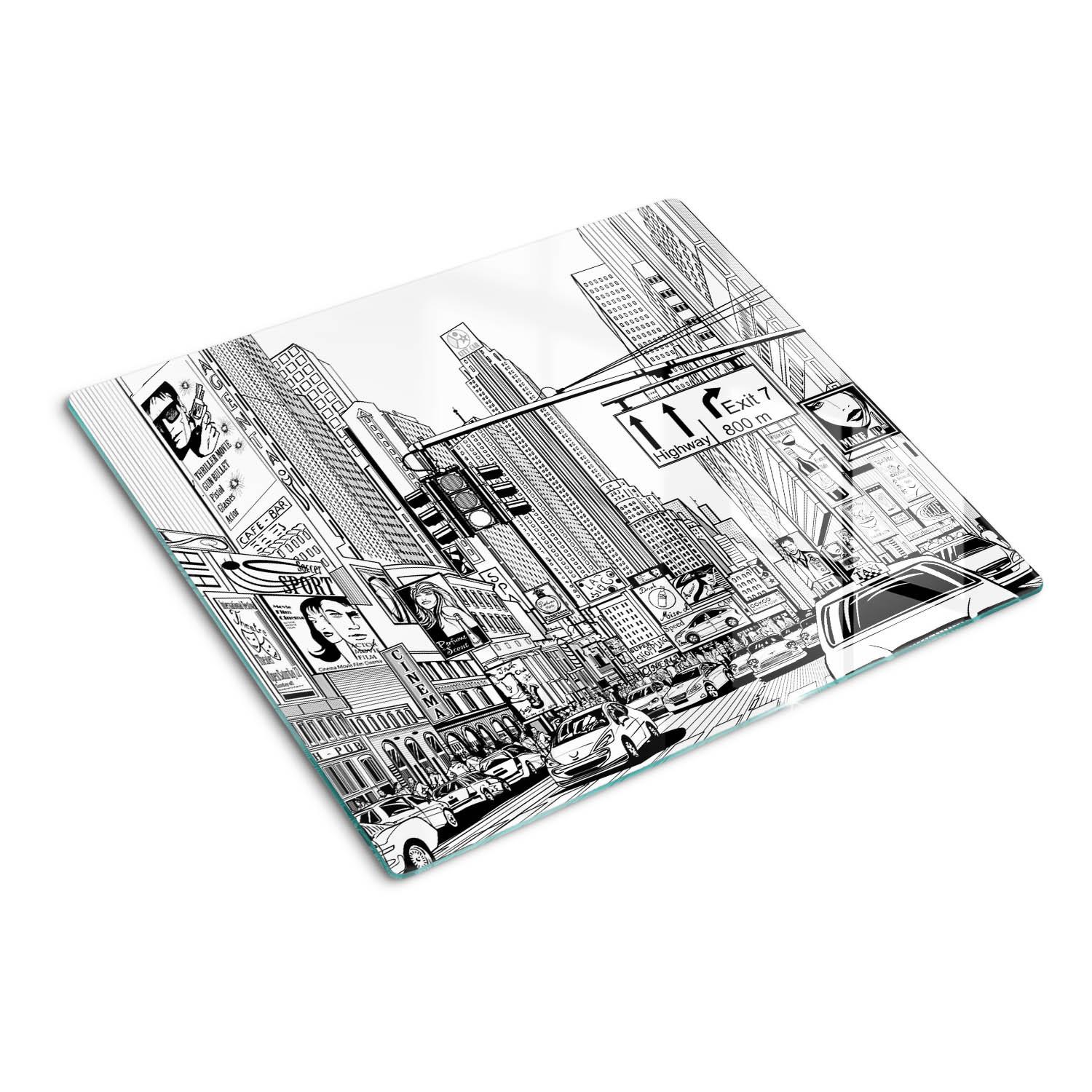 GLASPLATTE 60x52 cm Straßen von New York - Schwarz, Glas (60/0.4/52cm) - TULUP