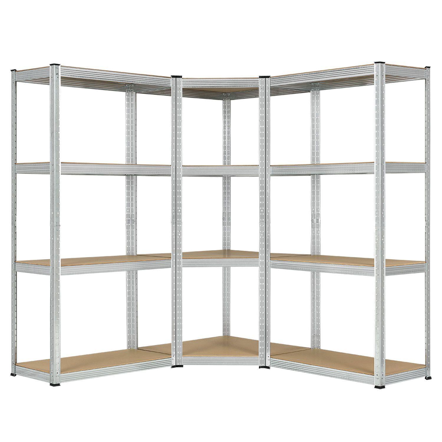 REGALSYSTEM Easy silber insgesamt 12 Böden (3er-Set) - Silberfarben, Metall (155/160/155cm) - Juskys