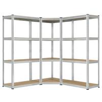 REGALSYSTEM Easy silber insgesamt 12 Böden (3er-Set) - Silberfarben, Metall (155/160/155cm) - Juskys
