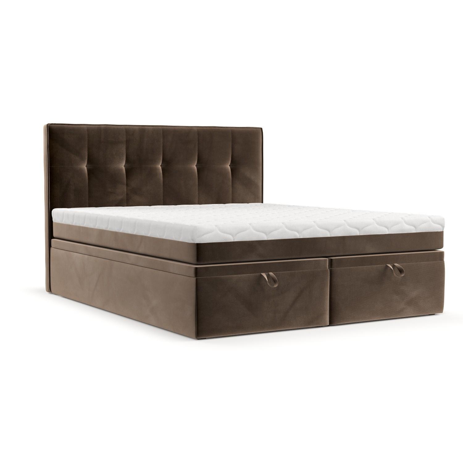 BOXBETT Arivo 160/200 cm Braun im Paros Stoff - Schwarz/Braun, Holz/Holzwerkstoff (160/200cm) - AltaBeds