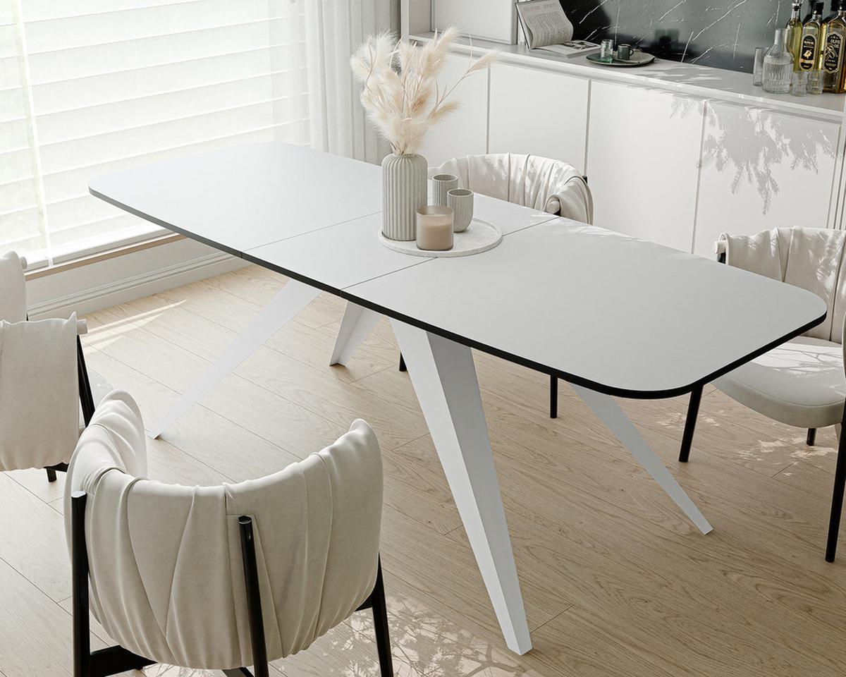 AUSZIEHTISCH FENTO 160/80/76 cm, Weiß - Weiß, Holzwerkstoff/Metall (80/160/76cm) - Idohome