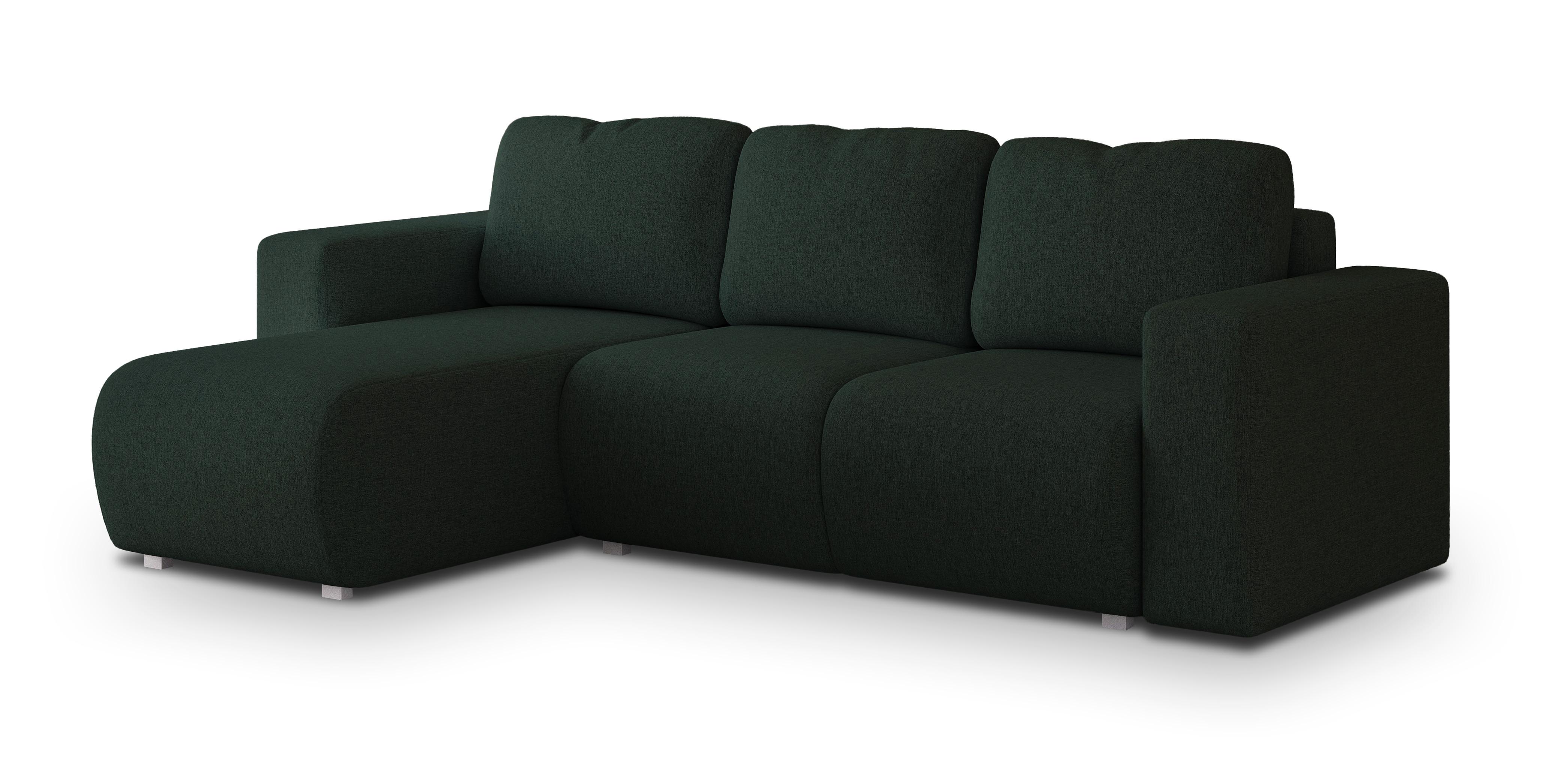 ECKSOFA RINOVA Grün Geflochtener Stoff mit Schlaffunktion - Grün, Holz (250/143cm) - MASSENO