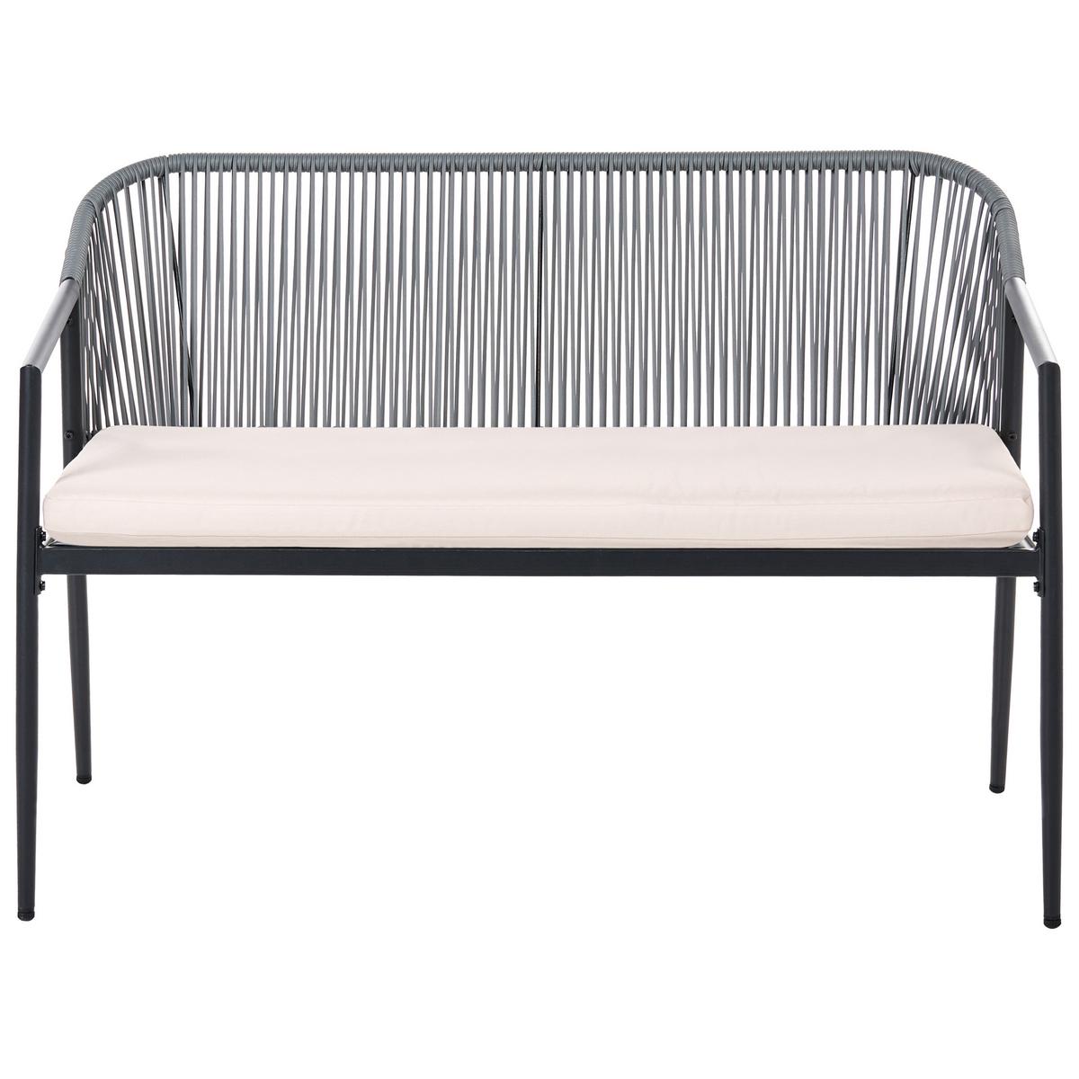 LOUNGE-SET mit Tisch 4-Sitzer Polyrattan Schwarz Flero - Dunkelgrau/Beige, Kunststoff - Beliani