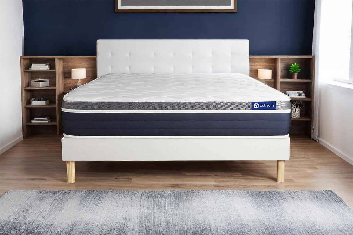 BETT Actimemo confort Memory-Schaum 80 x 200 cm h2 - Kit Bettgestell Weiß - Beige/Weiß, Karton/Holz (80/200cm) - ACTISOM