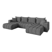 WOHNLANDSCHAFT mit Schlaffunktion und Bettkasten MILA-U-v1 378x194x86 Dunkelgrau Cord - Dunkelgrau/Schwarz, Holzwerkstoff/Kunststoff (378/86/194cm) - ALTDECOR