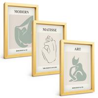 BILDER SET 3er Set - 20x30 cm Goldrahmen - Abstrakte Pastellfiguren - Goldfarben, Kunststoff (20/30cm) - TULUP