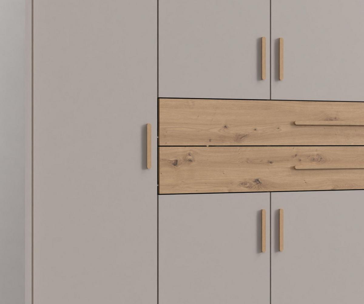 DREHTÜRENSCHRANK B273/H210/T58 cm Beige Grau, Kleiderschrank mit 2 großen Schubkästen & Griffen in Eiche Artisan Dekor / 22645 - Greige/Eiche Artisan, Holzwerkstoff/Kunststoff (273/210/58cm) - luma-home