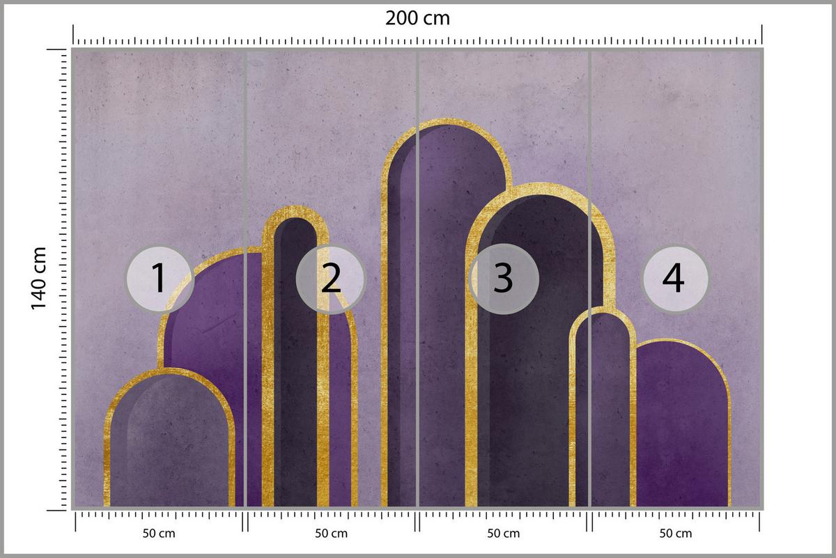 FOTOTAPETE Geometrische Muster Abstraktion Glamour 200x140 - Gelb/Beige, Papier (200/140cm) - Muralo