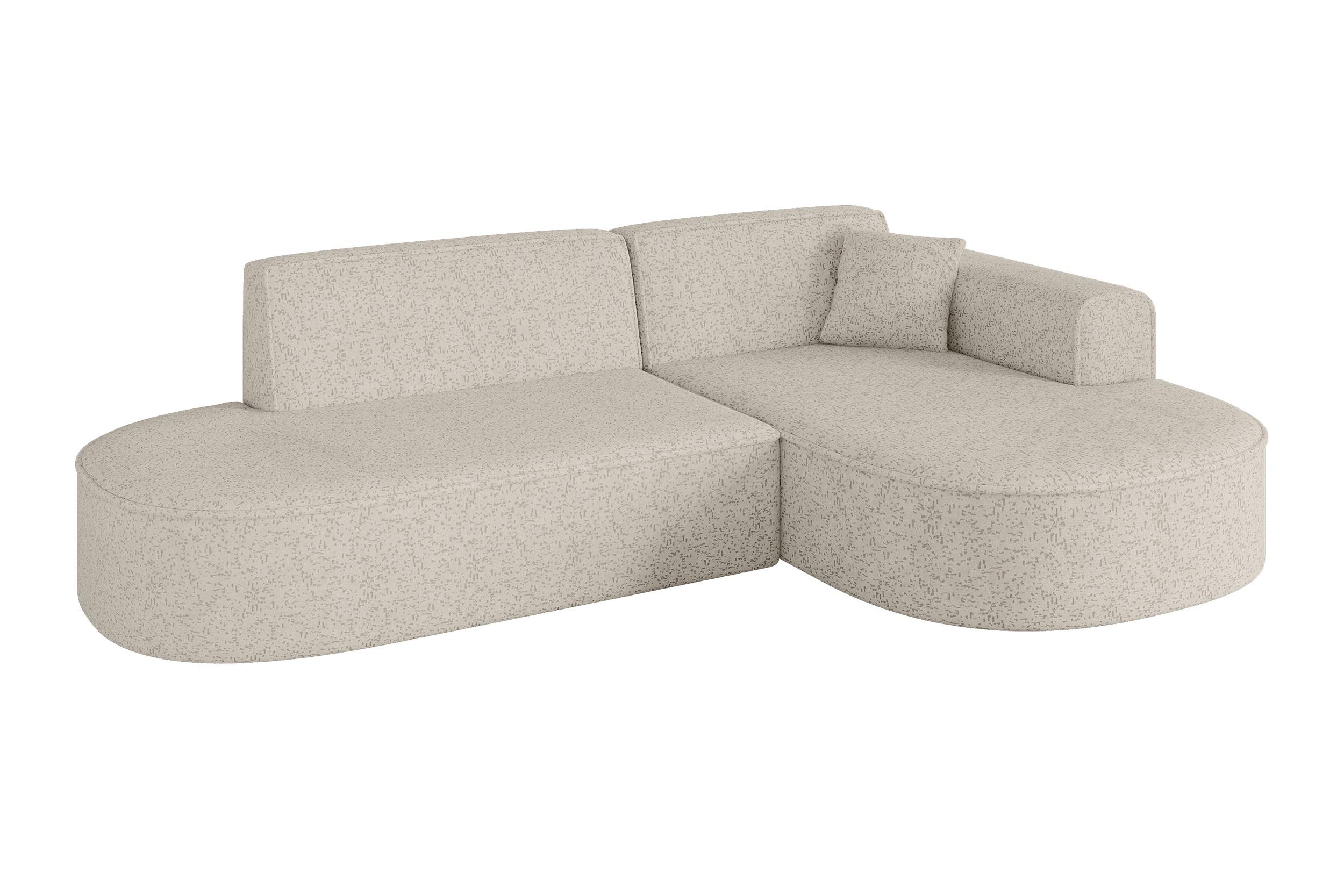 ECKSOFA Ottomane Rechts MARI-L1 - 243x171x79 cm Beige Tissu - Beige/Schwarz, Holzwerkstoff/Kunststoff (171/243cm) - ALTDECOR