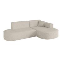 ECKSOFA Ottomane Rechts MARI-L1 - 243x171x79 cm Beige Tissu - Beige/Schwarz, Holzwerkstoff/Kunststoff (171/243cm) - ALTDECOR