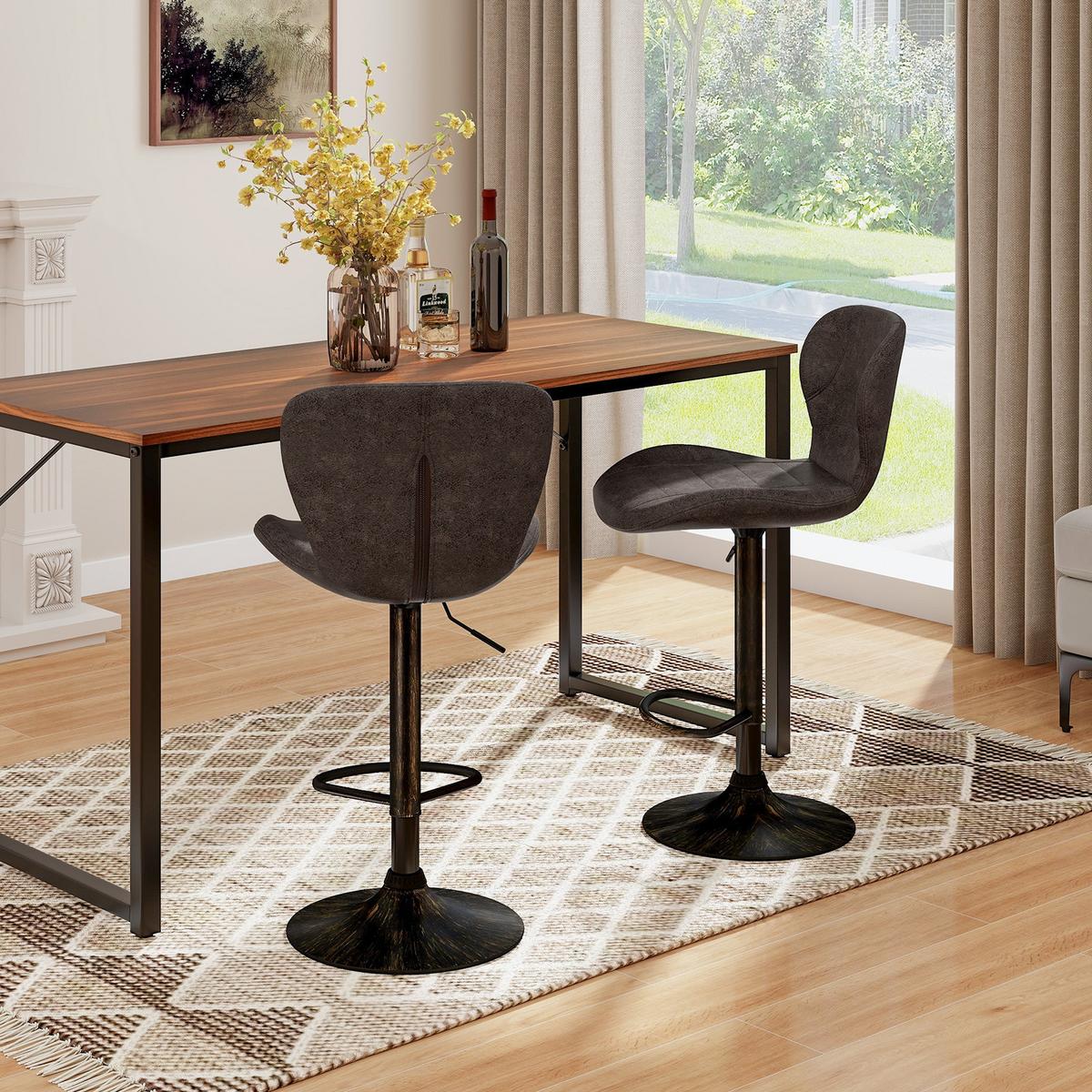 BARHOCKER Braun(2er-Set) - Braun, Metall (56/93/47cm) - COSTWAY