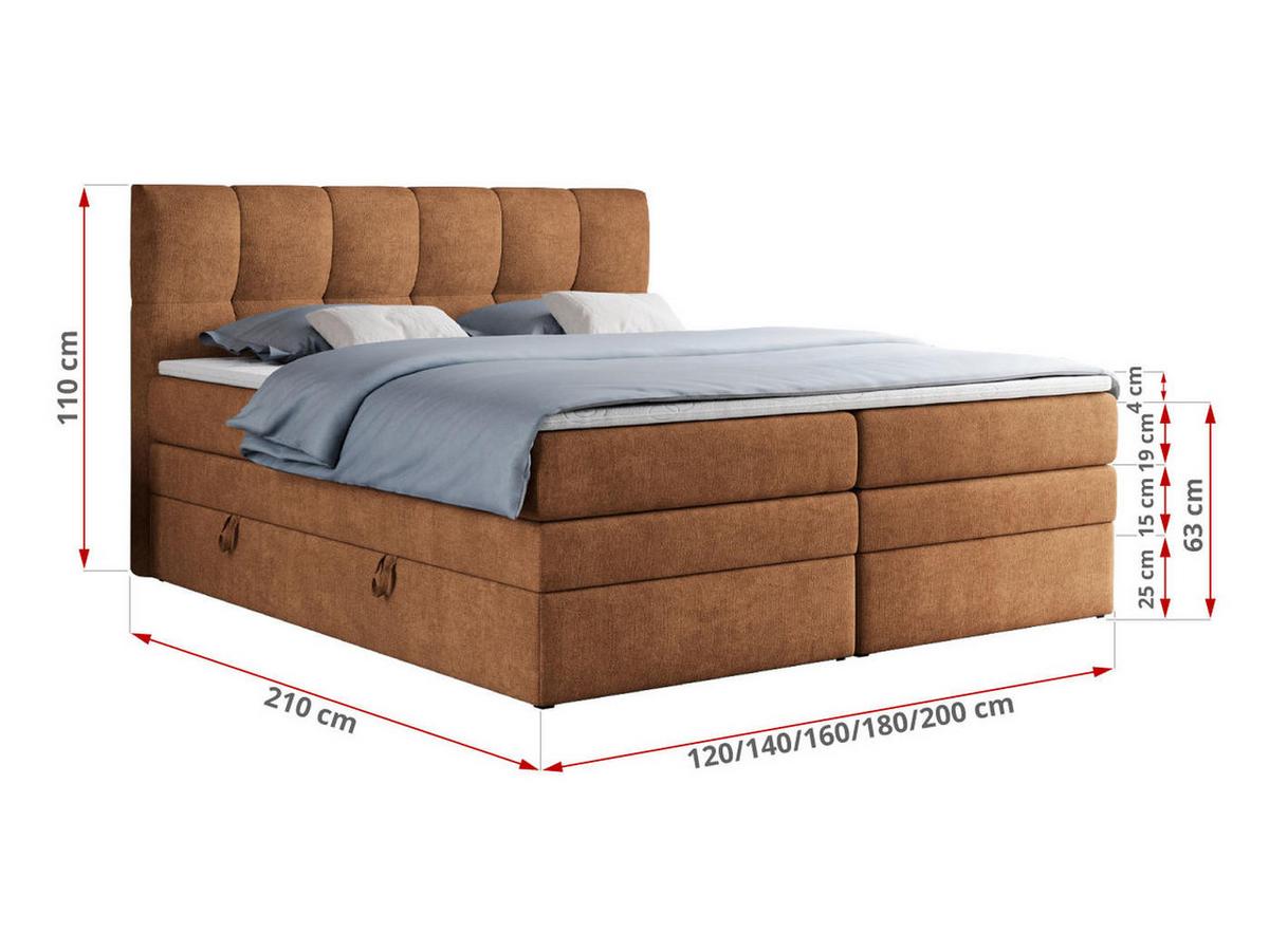 BOXSPRINGBETT ALVIN KING 200/200 Orange Struktur - H3 - Orange, Holz/Textil (200/200cm) - MKS